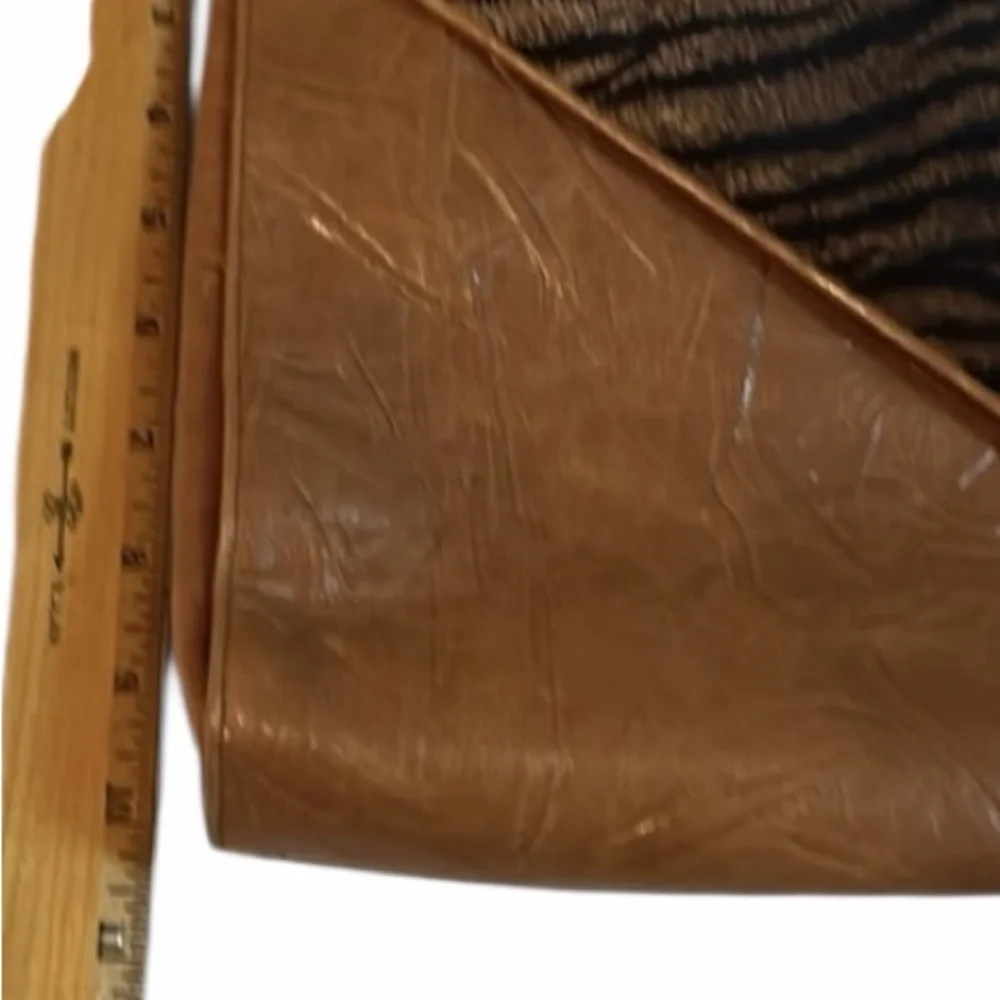 Gabriella cognac Brown leather animal print envelope crossbody bag communter bag